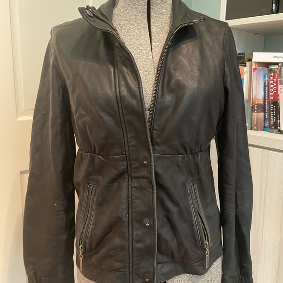Worn Vince leather jacket with star stud embellished detail - Picture 1 of 9